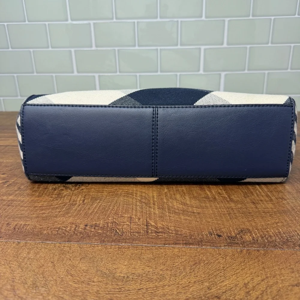 Talbots Navy & Cream Gingham Hobo Shoulder Bag